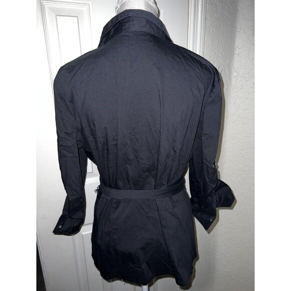 Chaus Womens Black Button-Up Shirt Jacket/Belted Waist & Roll-Up Sleeves size M - Picture 6 of 12